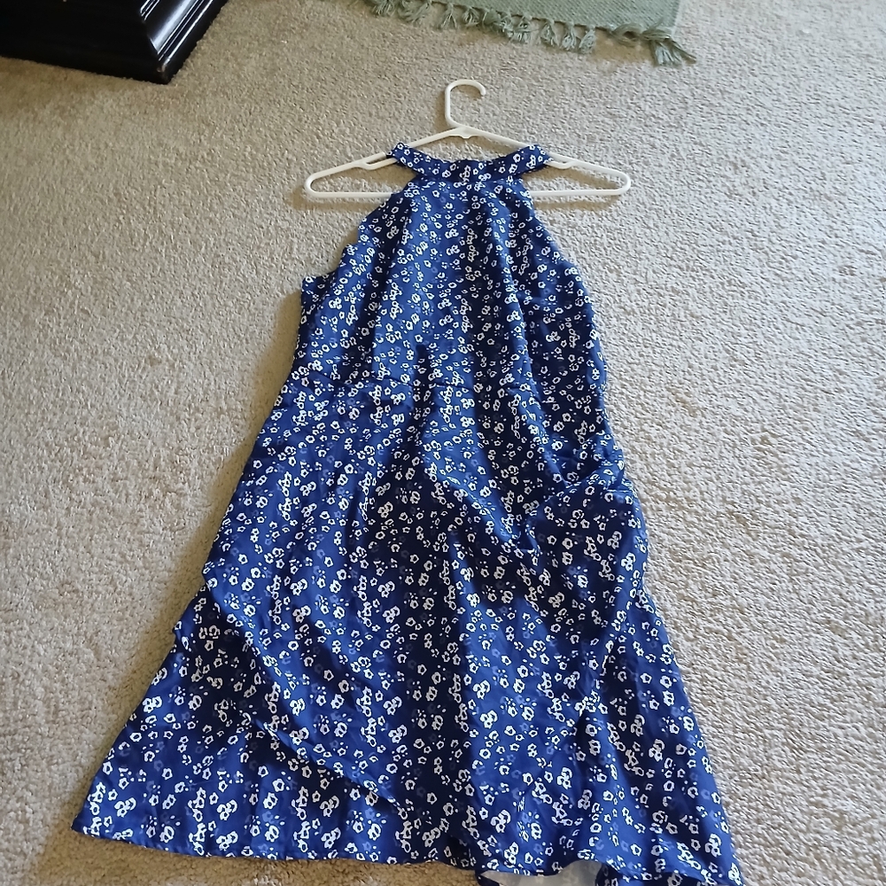 Elegant Blue Floral Women's Casual Dress